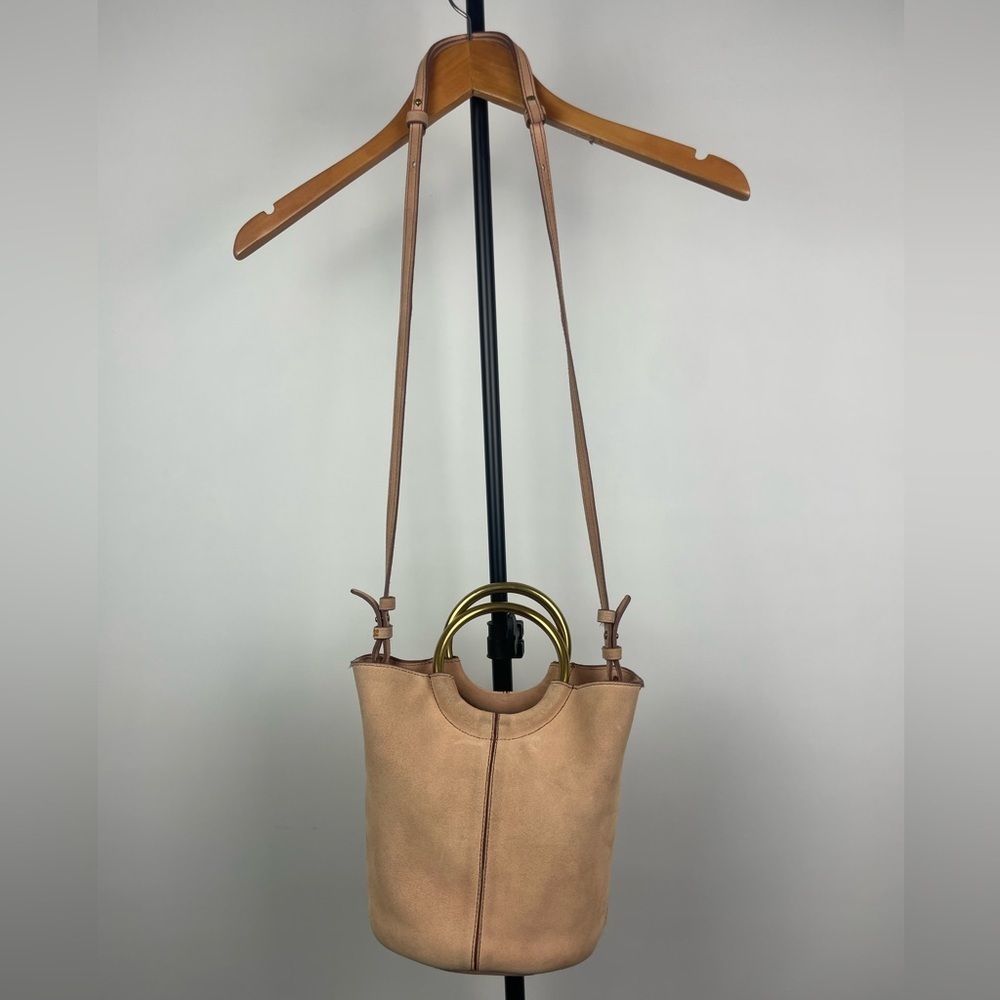 J. Crew Baby Pink Suede Leather Mini‎ Bucket Crossbody Bag